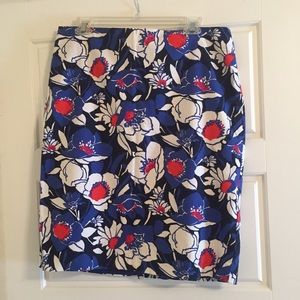 Talbots Blue red white flower pencil skirt 12